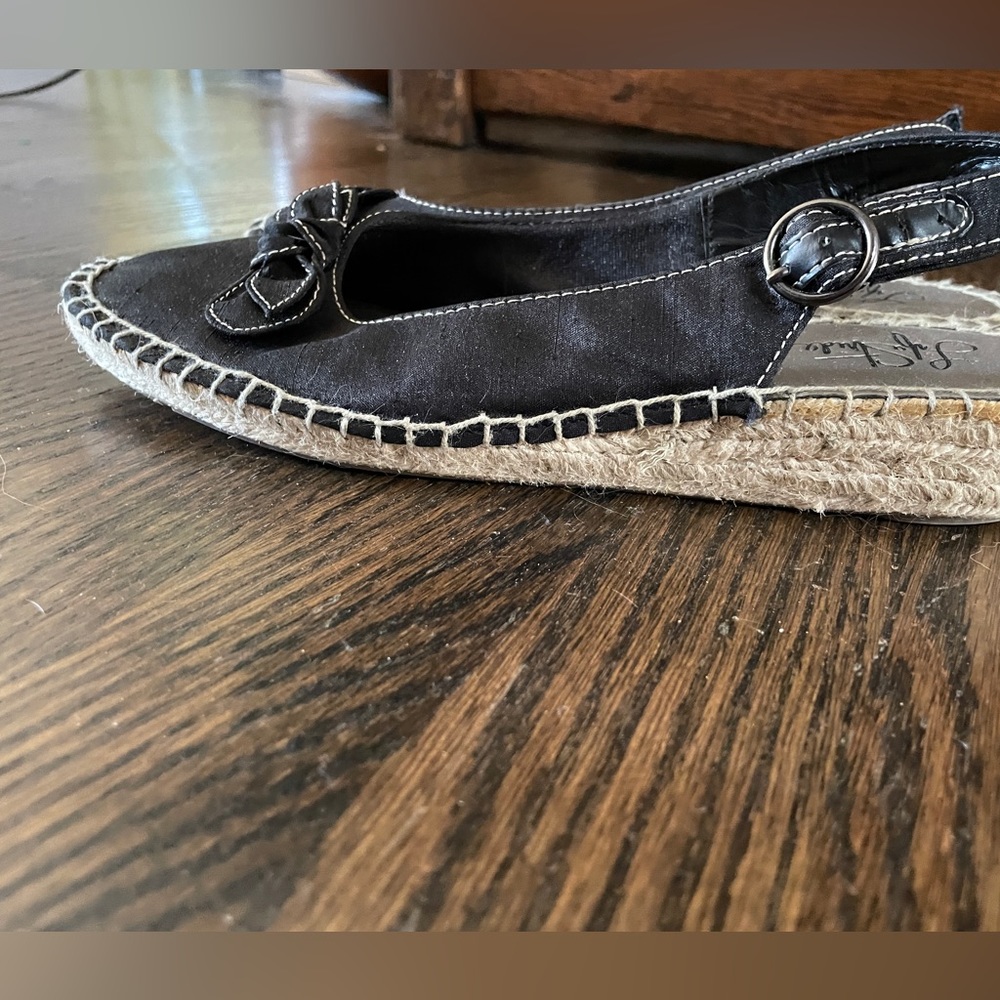 Life Stride Rica Too black slingback espadrille with jute wedge heel, size 7.5 - Picture 2 of 8